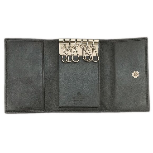 Gucci Vintage Black Leather 6-Hook Key Holder Wallet with G Logo Pre-owned EUC - Picture 5 of 6